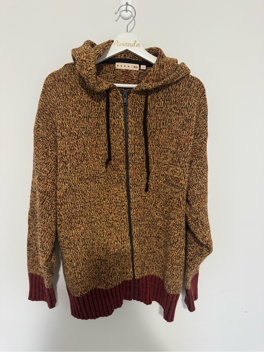 Uniqlo x Marni Collaboration Mix Color Yarn Oversized Full Zip Hoodie.